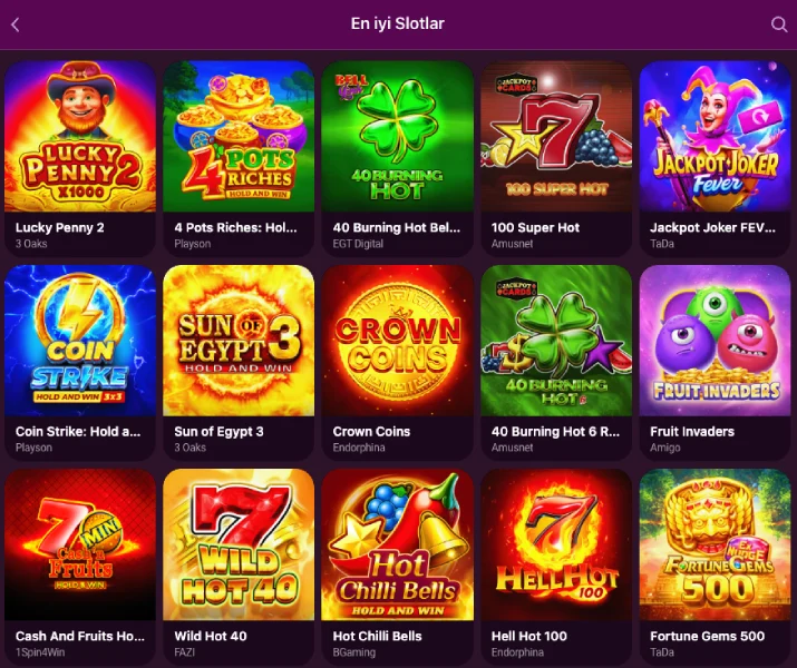 Lux Casino en popüler slot oyunları listesi