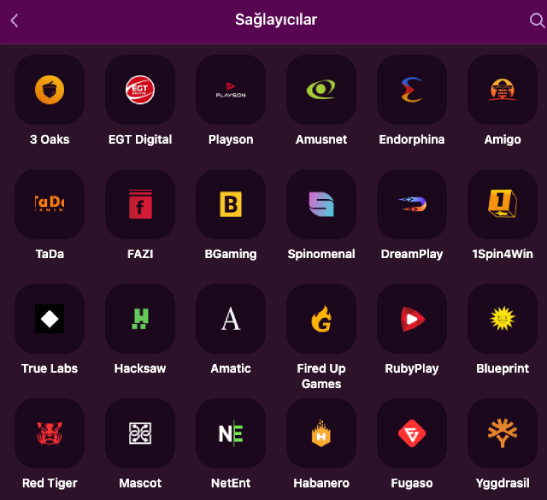 Lux Casino oyun sağlayıcıları kataloğu ekranı