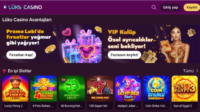 Lux Casino hoş geldin bonusu avantajları görünümü