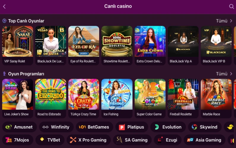 Lux Casino canlı casino masası görüntülü yayını